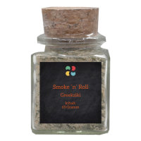 Smoke ´n´ Roll Greekziki krydderiblanding 65 gram i korkglas, Tzatziki, saucer, dips